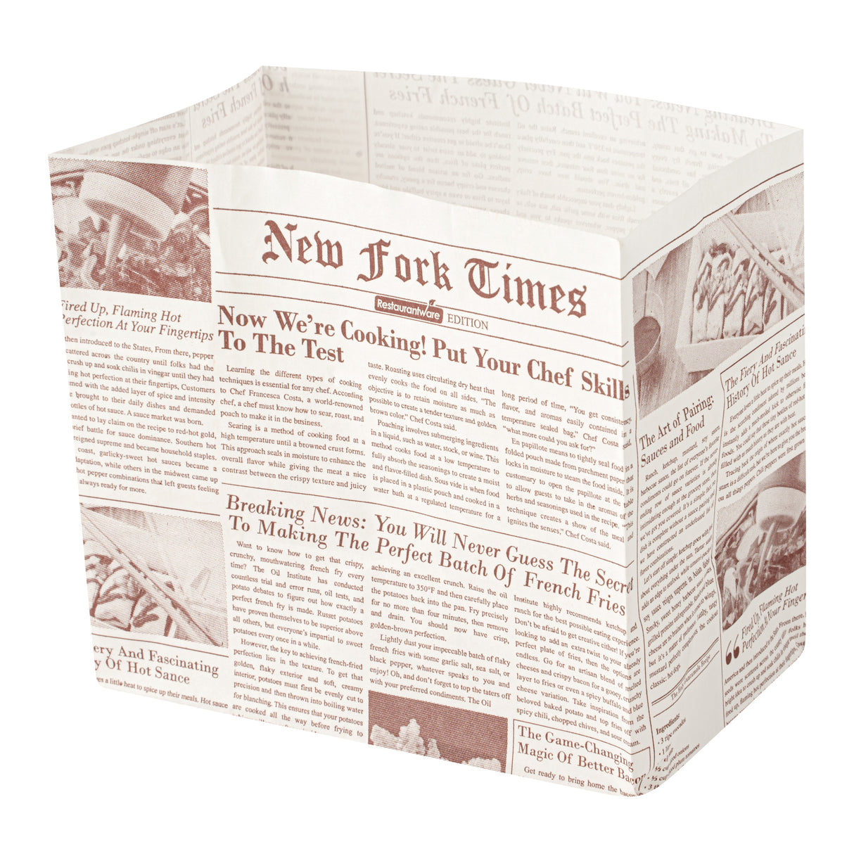 Bags, Snack, Bag Tek 4.25 x 2.5 x 3.75 Inch, Paper, Sepia Newsprint,100 - 1 EACH