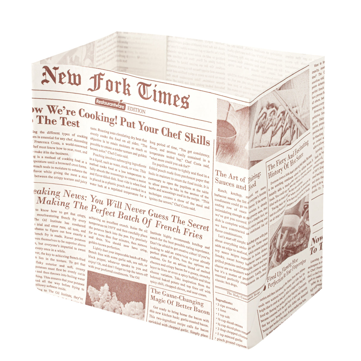 Bags, Snack, Bag Tek 4 x 2.25 x 3.75 Inch, Paper, Sepia Newsprint,100 - 1 EACH