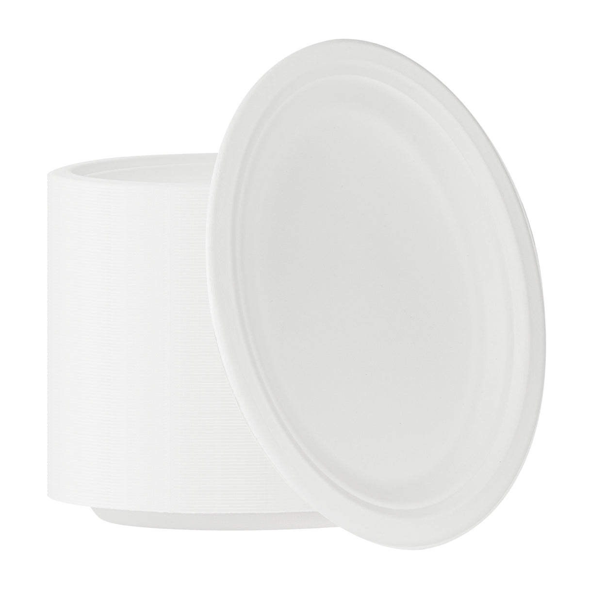Plates, Pulp Safe 10.5 x 7.75 x 0.75 Inch, Sugarcane & Bagasse, White, Oval,100 - 1 EACH