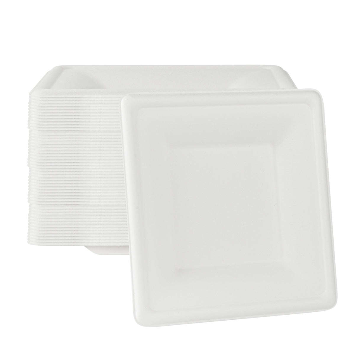 Plates, Pulp Safe 8 x 8 x 0.5 inch, Sugarcane & Bagasse, White, Square,100 - 1 EACH