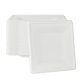 Plates, Pulp Safe 8 x 8 x 0.5 inch, Sugarcane & Bagasse, White, Square,100 - 1 EACH