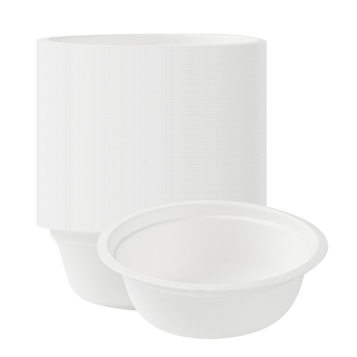 Bowls, Salad, Pulp Safe, Sugarcane & Bagasse, White, Round, 5.25 x 5.25 x 1.75 Inch,100 - 1 EACH