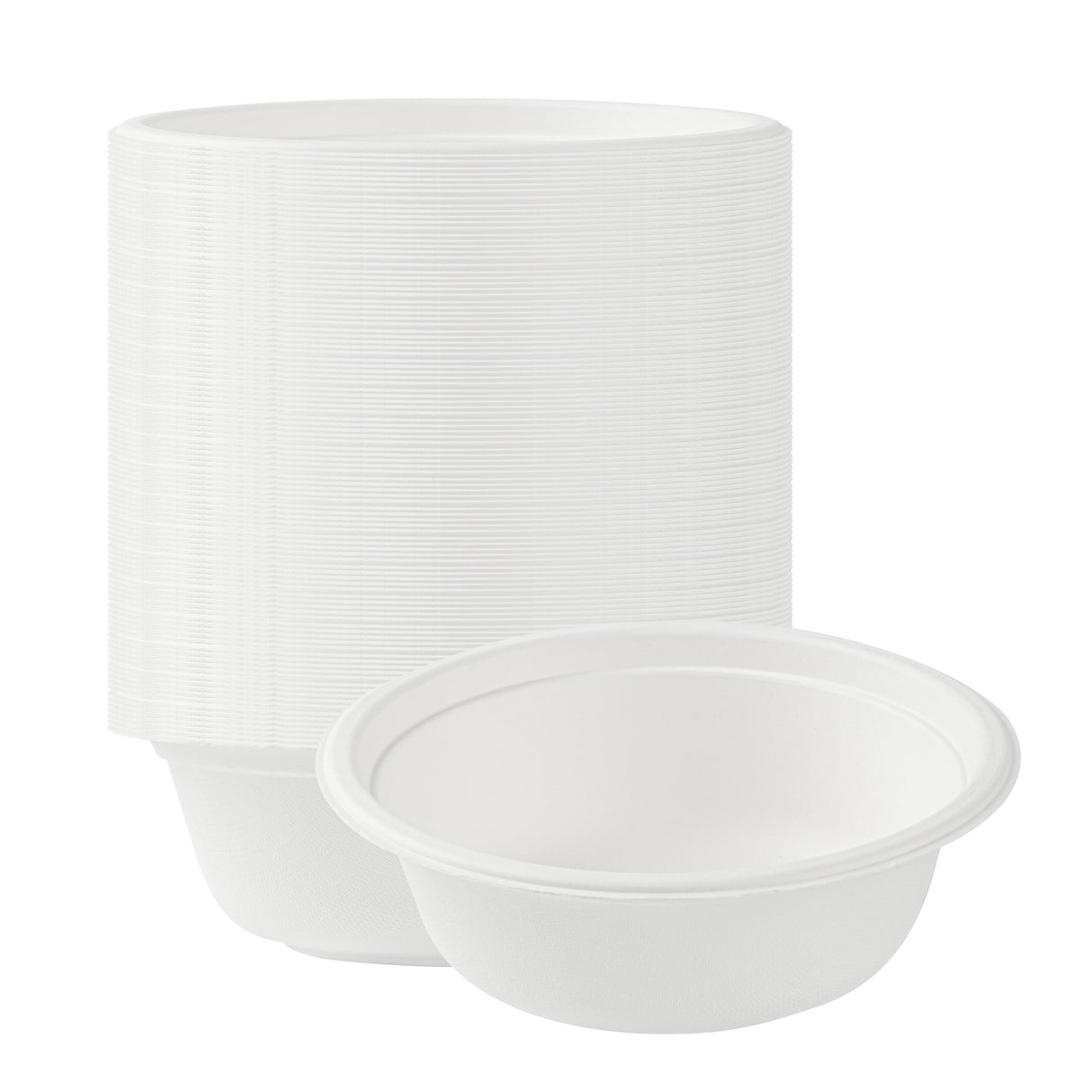 Bowls, Salad, Pulp Safe, Sugarcane & Bagasse, White, Round, 6.25 x 6.25 x 1.75 Inch,100 - 1 EACH