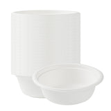 Bowls, Salad, Pulp Safe, Sugarcane & Bagasse, White, Round, 6.25 x 6.25 x 1.75 Inch,100 - 1 EACH