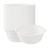 Bowls, Salad, Pulp Safe, Sugarcane & Bagasse, White, Round, 7 x 7 x 2.75 Inch, 1 Each,100 - 1 COUNT
