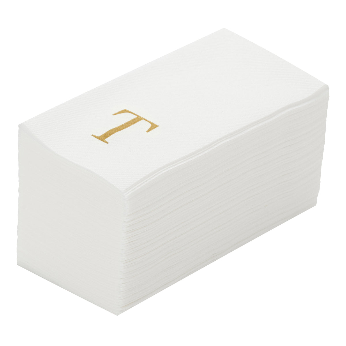 Towels, Guest, Luxenap, Linen-Like, White, with Gold Sans Serif Letter T, Air Laid, 15.75 x 8 Inch, 1 Each,2000 - 1 COUNT