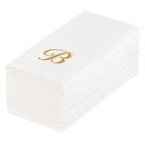 Towels, Guest, Luxenap, Linen-Like, White, with Gold Cursive Letter B, Air Laid, 15.75 x 8 Inch,2000 - 1 EACH