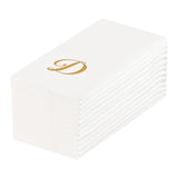 Towels, Guest, Luxenap, Linen-Like, White, with Gold Cursive Letter D, Air Laid, 15.75 x 8 Inch,2000 - 1 EACH