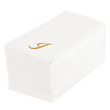 Towels, Guest, Luxenap, Linen-Like, White, with Gold Cursive Letter I, Air Laid, 15.75 x 8 Inch,2000 - 1 EACH