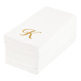 Towels, Guest, Luxenap, Linen-Like, White, with Gold Cursive Letter K, Air Laid, 15.75 x 8 Inch,2000 - 1 EACH