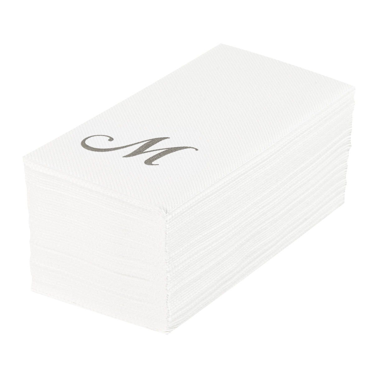Towels, Guest, Luxenap, Linen-Like, White, with Silver Cursive Letter M, Air Laid, 15.75 x 8 Inch,2000 - 1 EACH