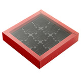 Boxes, 9-Compartment Candy & Chocolate, Sweet Vision, Paper, Red, 7.25 x 7.25 x 1.5 Inch, Rectangular,100 - 1 EACH