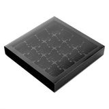 Boxes, 16-Compartment Candy & Chocolate, Sweet Vision, Paper, Black, 9 x 9 x 1.5 Inch, Rectangular,100 - 1 EACH