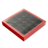 Boxes, 16-Compartment Candy & Chocolate, Sweet Vision, Paper, Red, 9 x 9 x 1.5 Inch, Rectangular,100 - 1 EACH