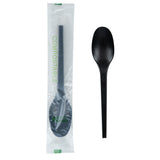 Spoons, Basic Nature, Plastic, Black, CPLA, 6.5 Inch, Heat-Resistant,250 - 1 EACH