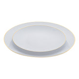 Plate Sets, 7 & 10 Inch, Plastic, White with Gold-Rim, Round,40 - 1 EACH