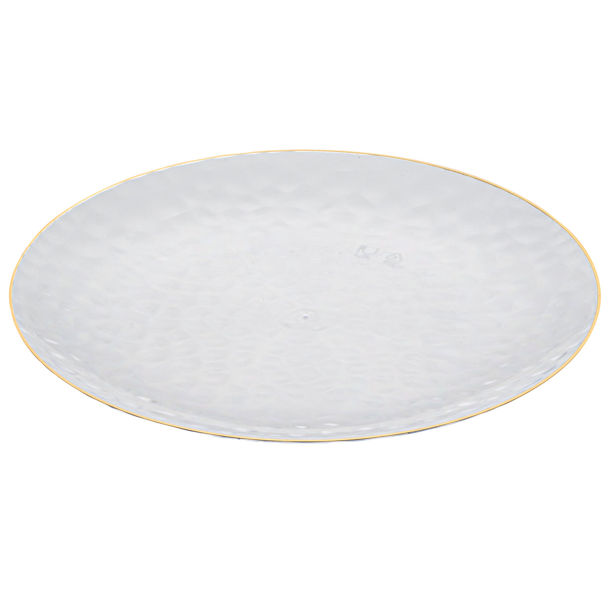 Plates, Moderna 10 x 0.75 Inch, Plastic, Clear with Gold-Rim, Round,200 - 1 EACH