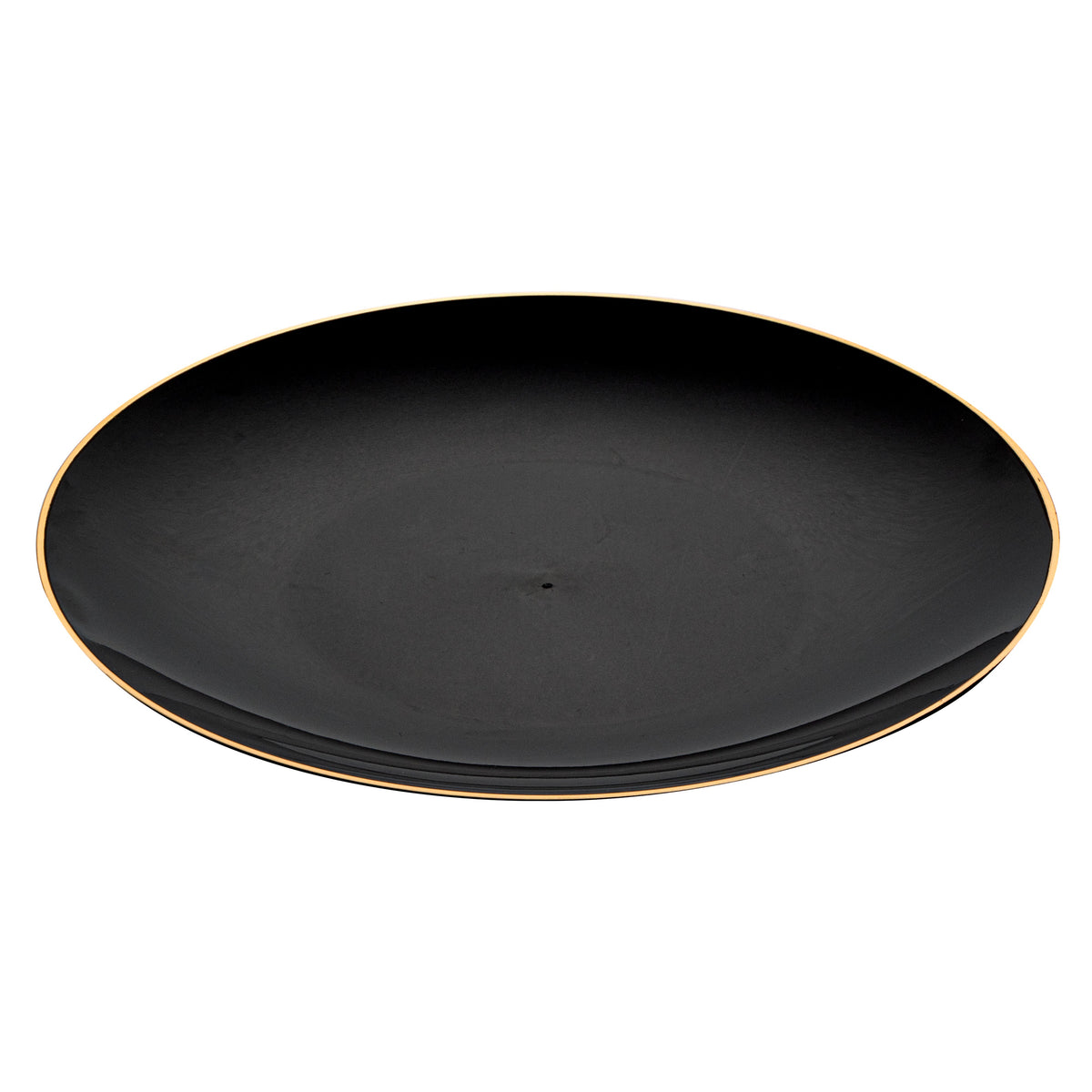 Plates, Moderna 7.5 x 0.5 Inch, Plastic, Black with Gold Rim, Round, 1 Each,200 - 1 COUNT