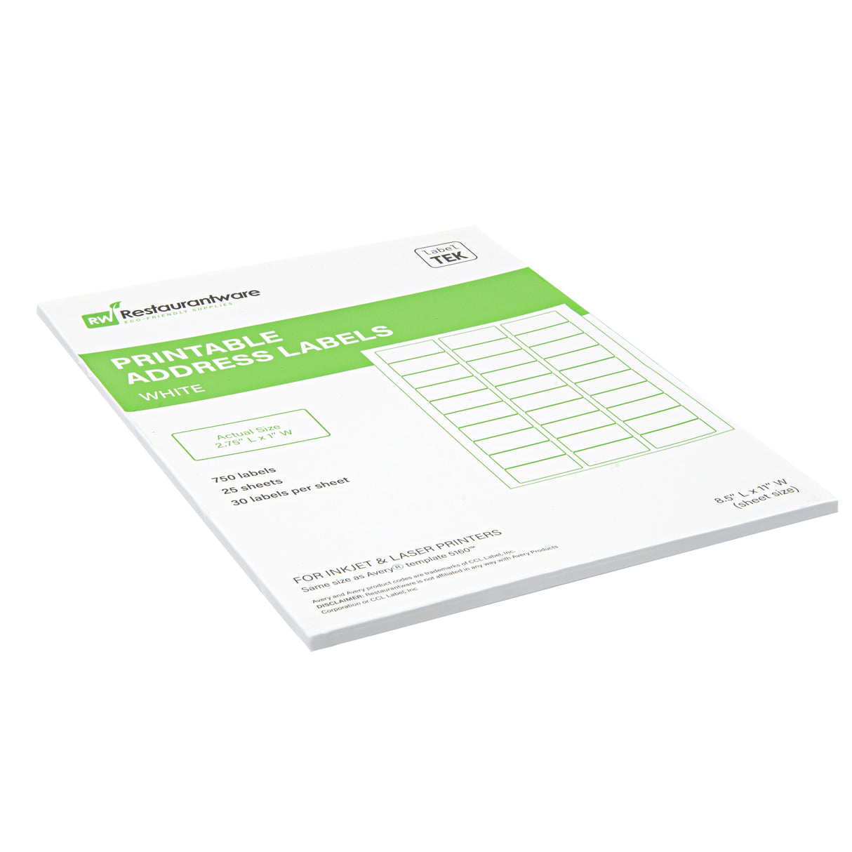 Labels, Printable Address, 2.75 x 1 Inch, Paper, White,750 - 1 EACH