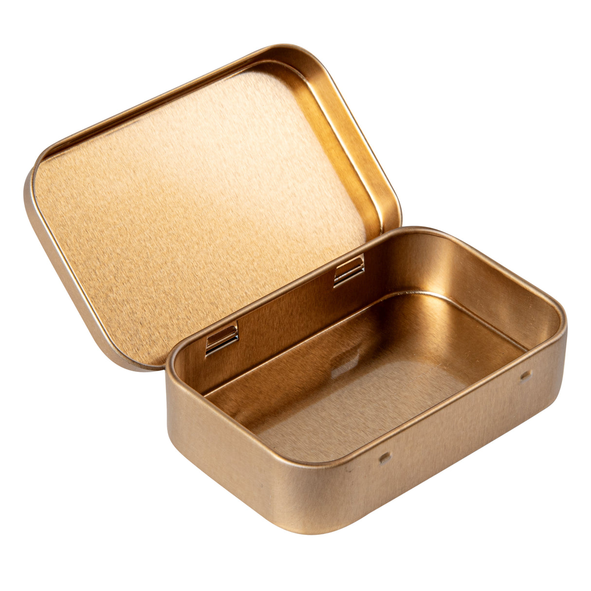 Containers, RW Base 4 Ounce, Tin, Gold, Rectangular, with Hinged Lid,100 - 1 EACH