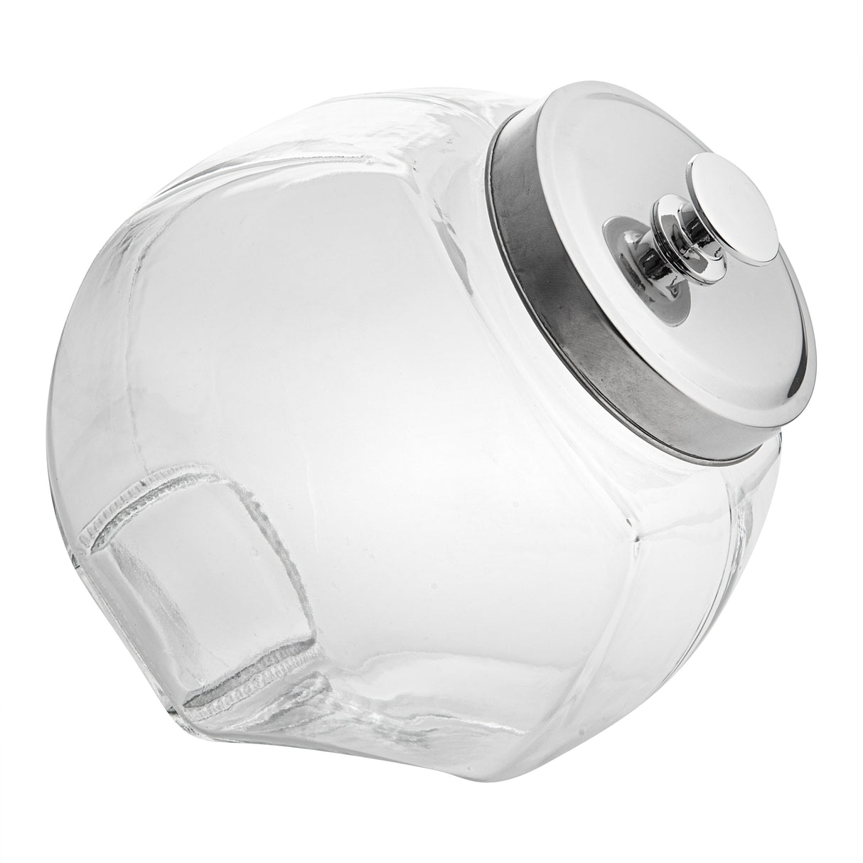 Jar, Penny, Vetri 0.5 Gallon, Glass, with Chrome Lid, 4 x 4 x 7.5 Inch,1 - 1 EACH