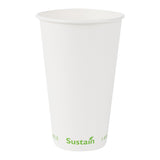 Cups, Cold, Sustain 16 Ounce, PLA-Lined Paper, White, 3.5 x 3.5 x 5.5 Inch,1000 - 1 EACH