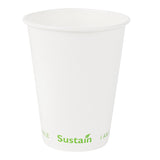 Cups, Cold, Sustain 12 Ounce, PLA-Lined Paper, White, 3.5 x 3.5 x 4.25 Inch,1000 - 1 EACH
