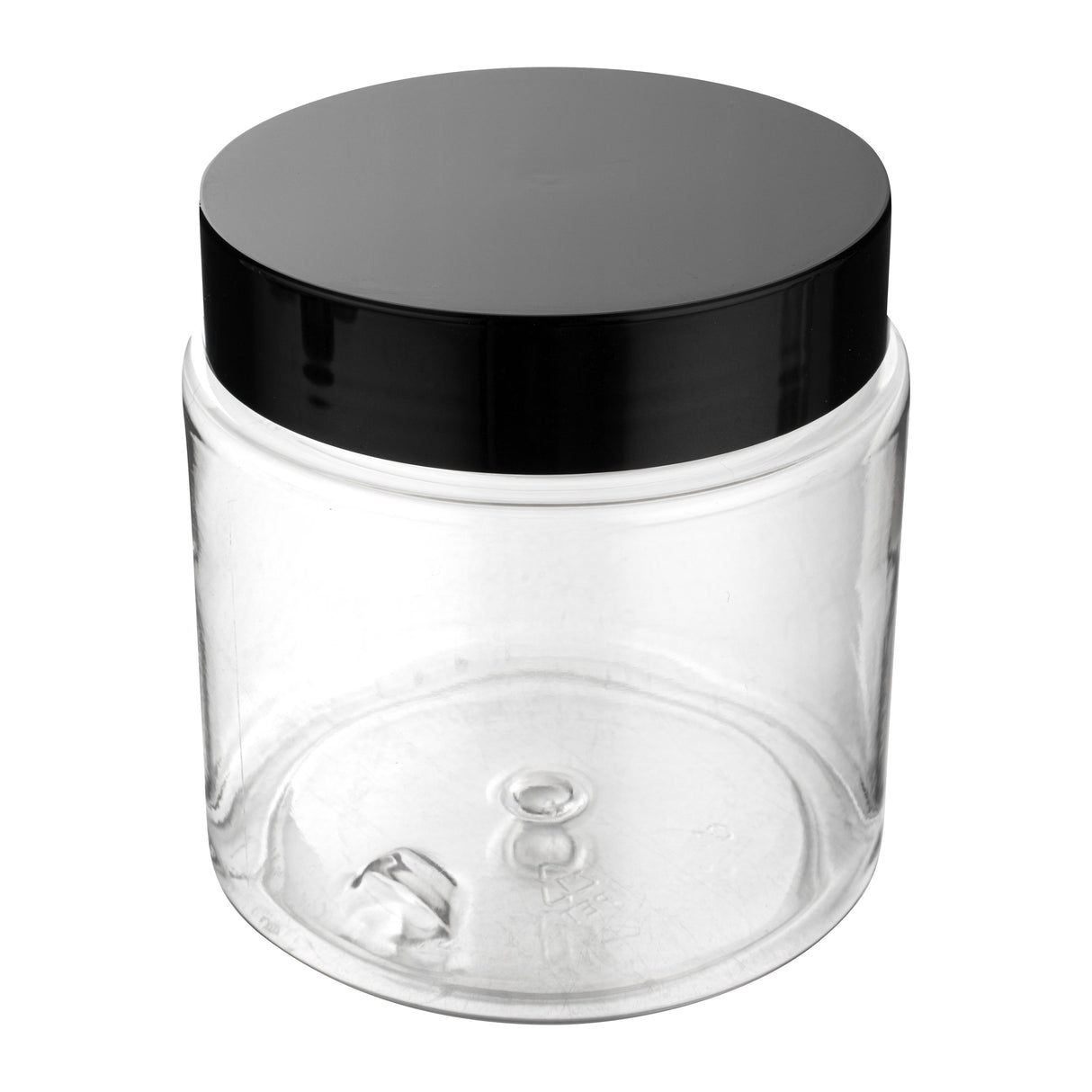 Jars, Candy & Snack, RW Base 8 Ounce, Clear, Plastic, with Black Plastic Lid, Round, 3 x 3 x 3 Inch,100 - 1 EACH