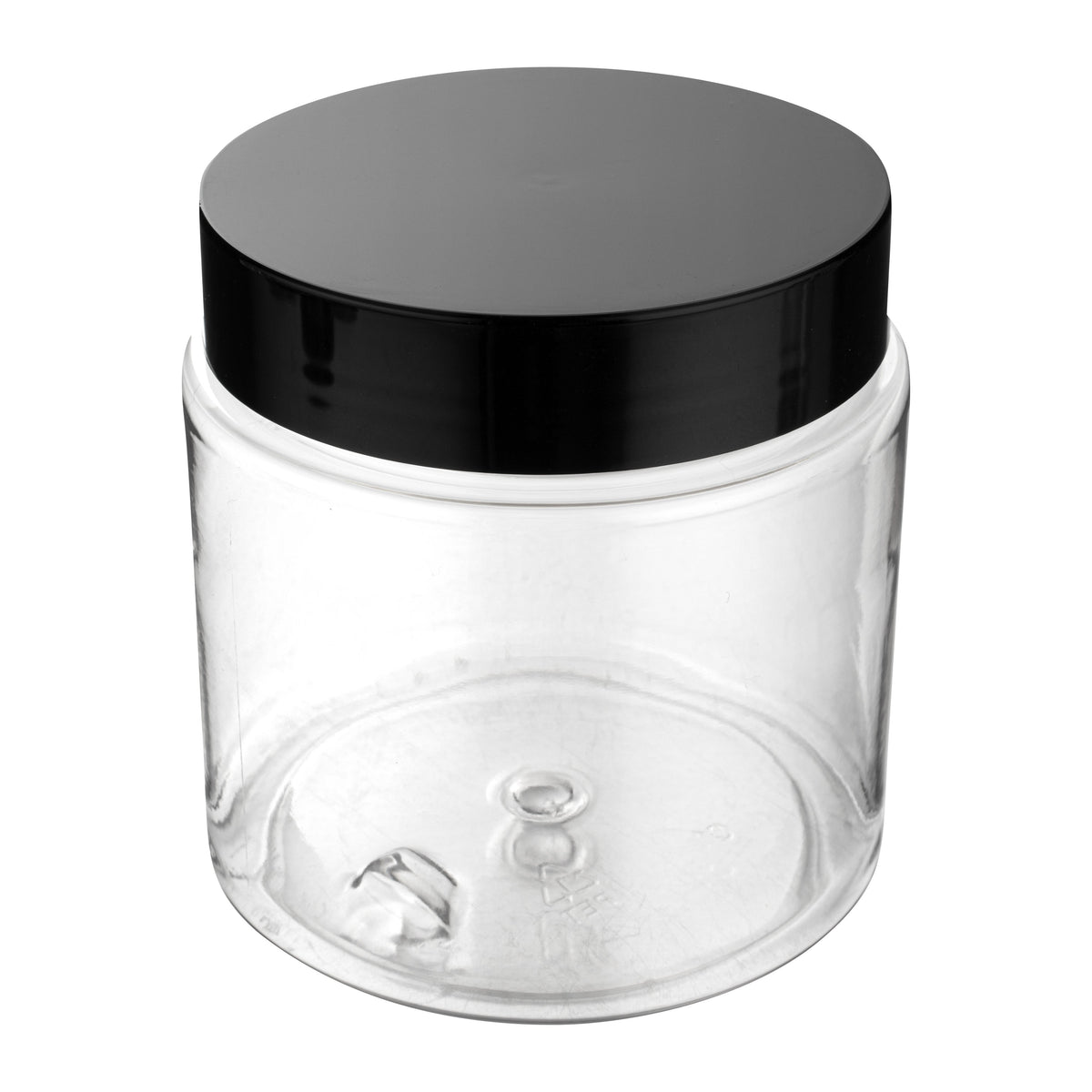 Jars, Candy & Snack, RW Base 8 Ounce, Clear, Plastic, with Black Plastic Lid, Round, 3 x 3 x 3 Inch, 1 Each,100 - 1 COUNT