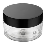 Jars, Candy & Snack, RW Base 4 Ounce, Clear, Plastic, with Black Plastic Lid, Round, 2.75 x 2.75 x 1.5 Inch, 1 Each,100 - 1 COUNT