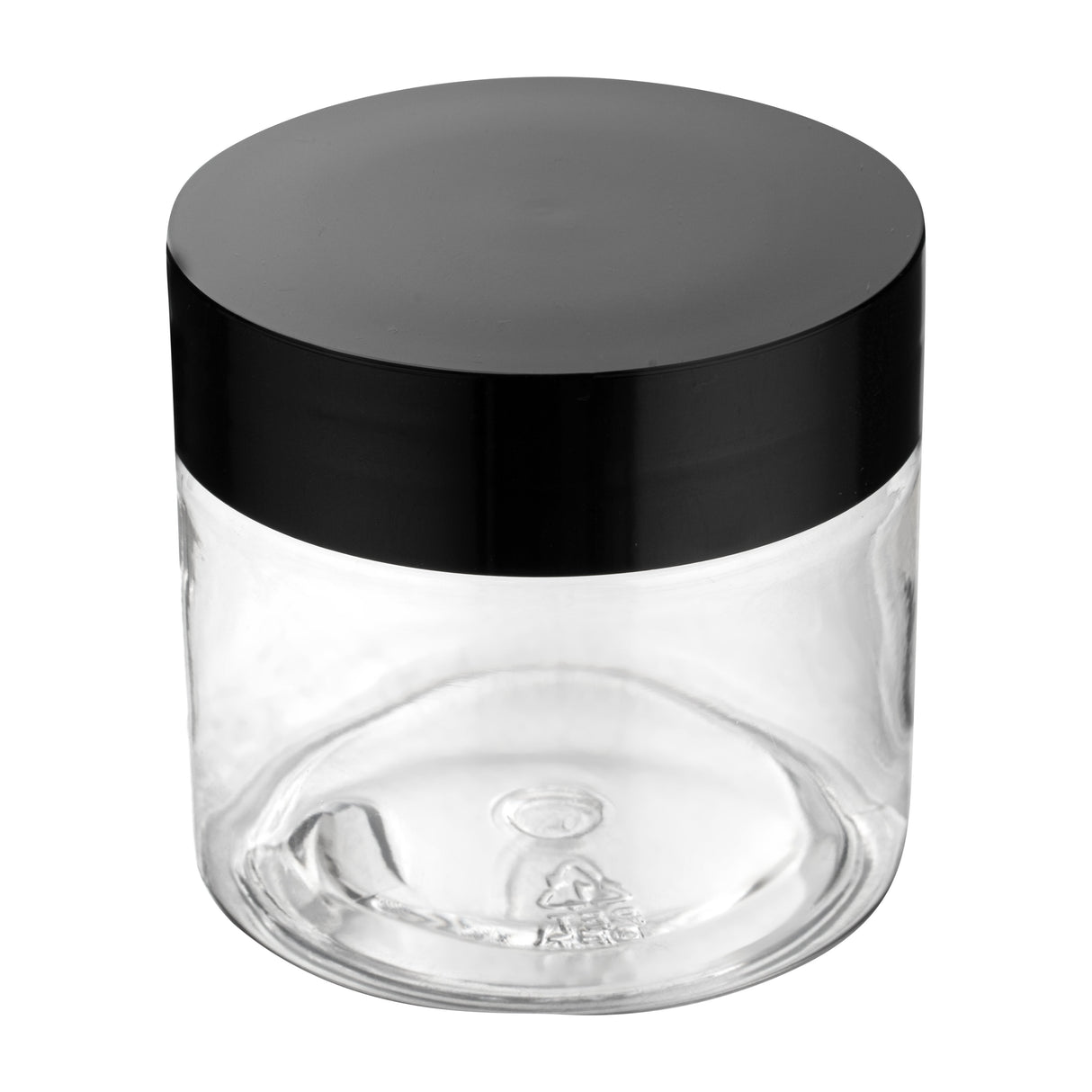 Jars, Candy & Snack, RW Base 2 Ounce, Clear, Plastic, with Black Plastic Lid, Round, 2 x 2 x 1.25 Inch,100 - 1 EACH