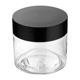 Jars, Candy & Snack, RW Base 2 Ounce, Clear, Plastic, with Black Plastic Lid, Round, 2 x 2 x 1.25 Inch,100 - 1 EACH