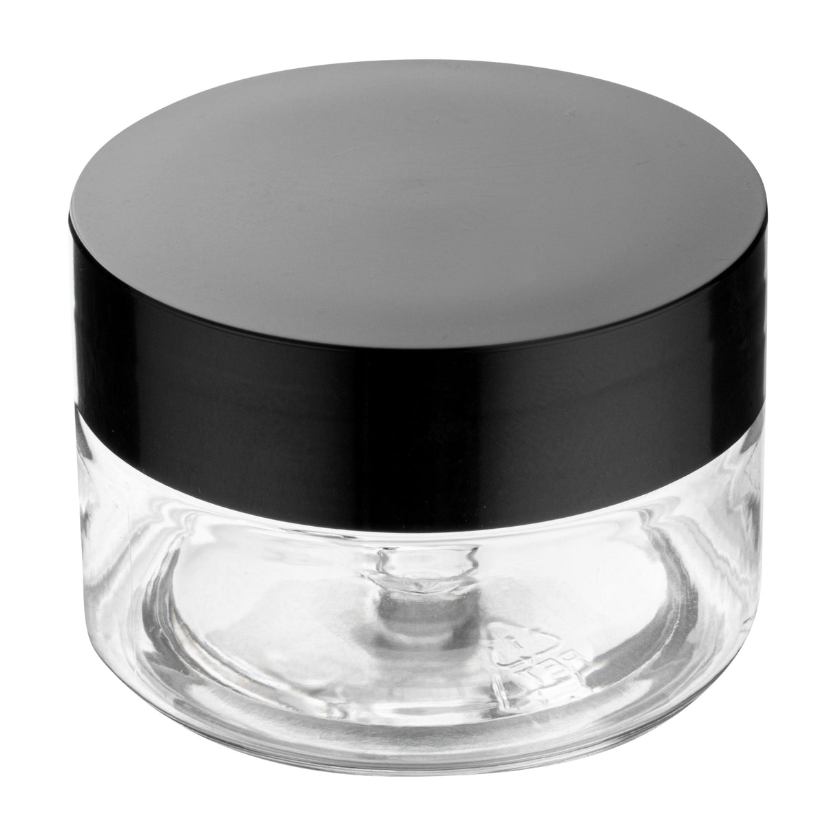 Jars, Candy & Snack, RW Base 1 Ounce, Clear, Plastic, with Black Plastic Lid, Round, 2 x 2 x 1.25 Inch,100 - 1 EACH