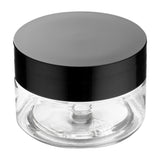 Jars, Candy & Snack, RW Base 1 Ounce, Clear, Plastic, with Black Plastic Lid, Round, 2 x 2 x 1.25 Inch,100 - 1 EACH