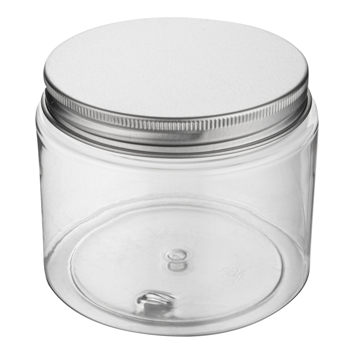 Jars, Candy & Snack, RW Base 16 Ounce, Clear, Plastic, with Silver Aluminum Lid, Round, 3.75 x 3.75 x 3 Inch,100 - 1 EACH