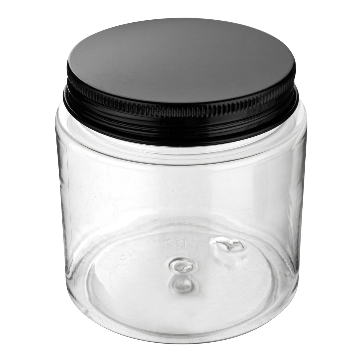 Jars, Candy & Snack, RW Base 8 Ounce, Clear, Plastic, with Black Aluminum Lid, Round, 3 x 3 x 3 Inch,100 - 1 EACH