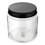 Jars, Candy & Snack, RW Base 8 Ounce, Clear, Plastic, with Black Aluminum Lid, Round, 3 x 3 x 3 Inch,100 - 1 EACH