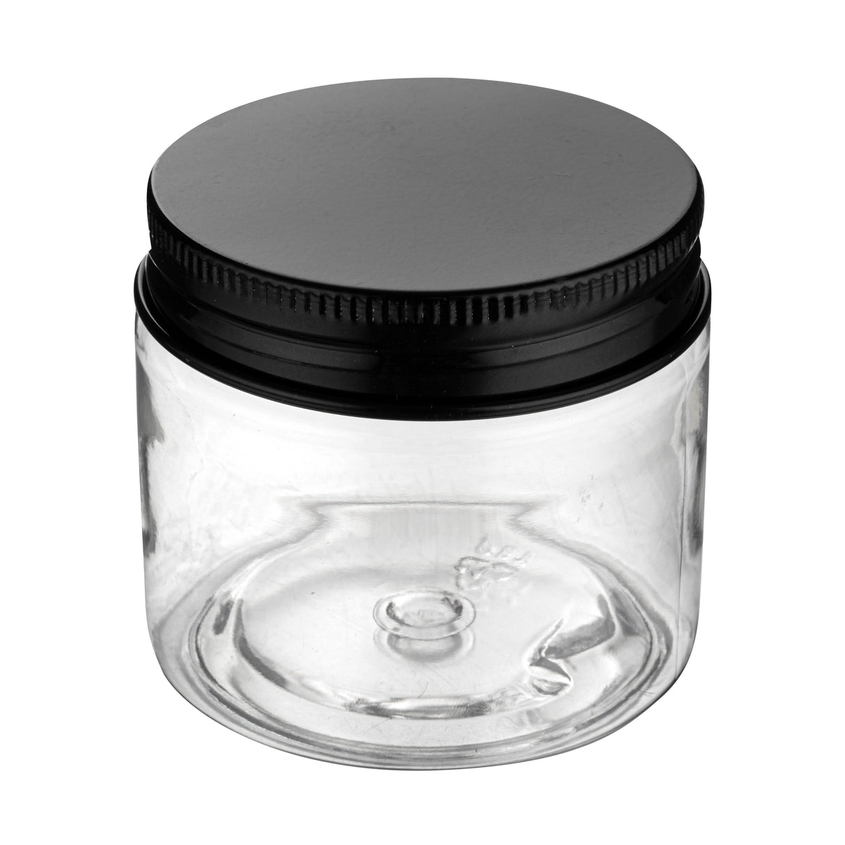 Jars, Candy & Snack, RW Base 2 Ounce, Clear, Plastic, with Black Aluminum Lid, Round, 2 x 2 x 1.25 Inch,100 - 1 EACH