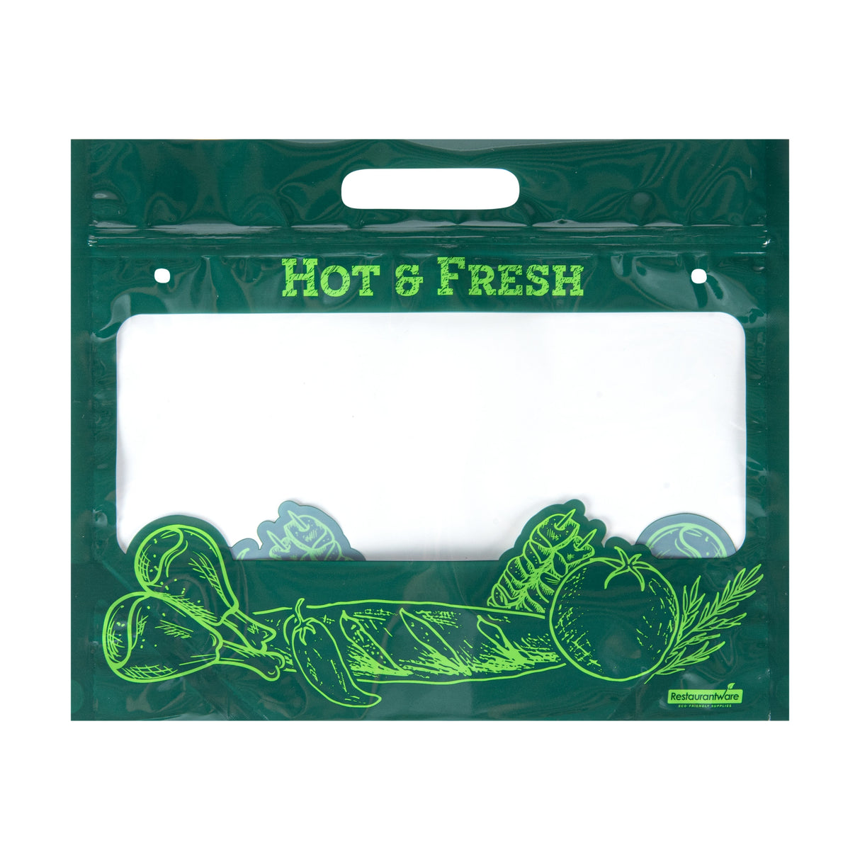 Bags, Hot Food, Bag Tek 12.75 x 5.75 x 10.25 Inch, Plastic, Green,100 - 1 EACH