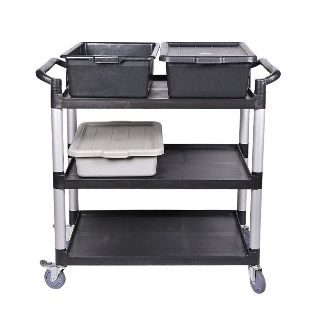 Cart, Utility, 40.25 x 19.75 x 37.75 Inch, 3-Shelf, Black, Plastic, Heavy-Duty,1 - 1 COUNT