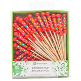 Picks, 4 Inch, Red Braided, 4 Linear Inch,1 - 50 COUNT