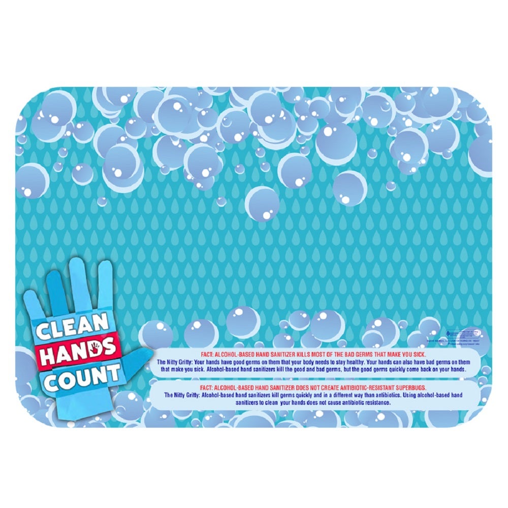 Placemats, 14 x 19 Inch, Paper, Hand Hygiene, 1 Each,1000 - 1 COUNT