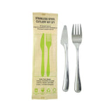 Cutlery Kits, Fork & Knife, Stainless Steel, with Napkin, Paper Pouch, 8.17 Inch, Reusable,50 - 3 PIECE