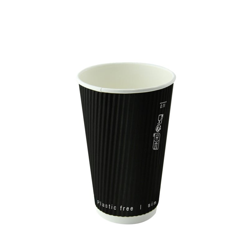 Cups, 12 Ounce, Paper, Black, Rippled-Wall,20 - 50 COUNT