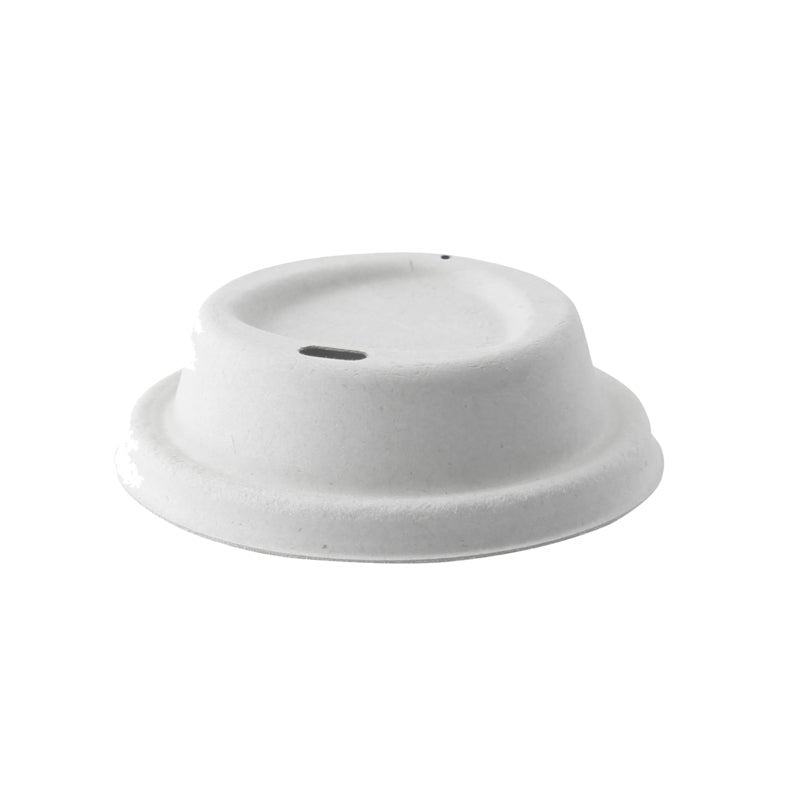 Lids, Sip-Thru, Sugarcane Fiber, White, for Coffee Cups,10 - 50 COUNT