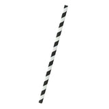 Straws, Giant, 7.75 Inch, Paper, Black Striped, Unwrapped, Coated with Bees Wax, 7.75 Linear Inch,6 - 500 COUNT