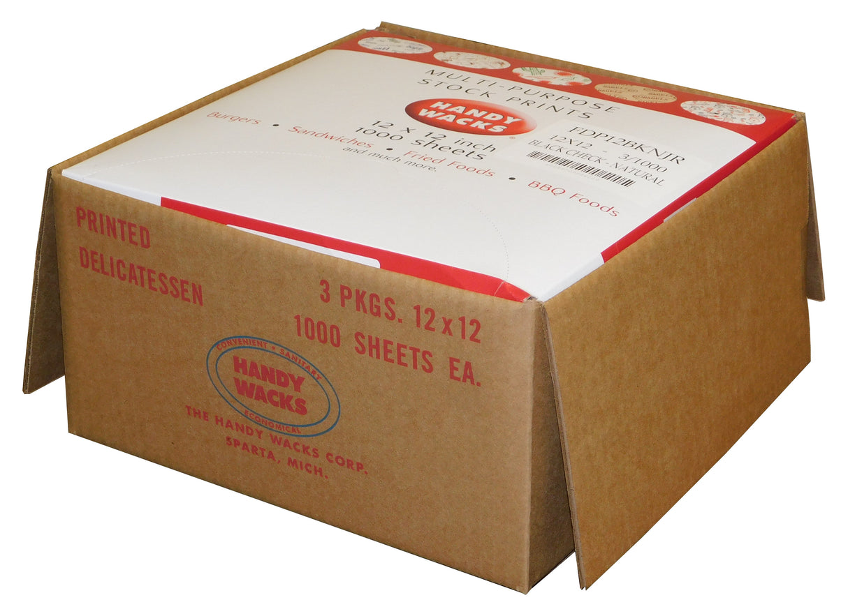 Wraps, Deli, 12 x 12 Inch, Black Checker,3 - 1000 COUNT