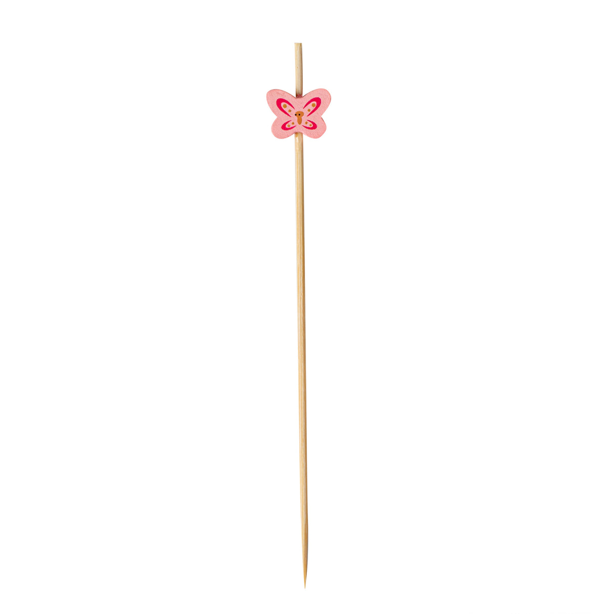 Skewers, 4.75 Inch, Bamboo, Pink Butterfly,100 - 1 EACH