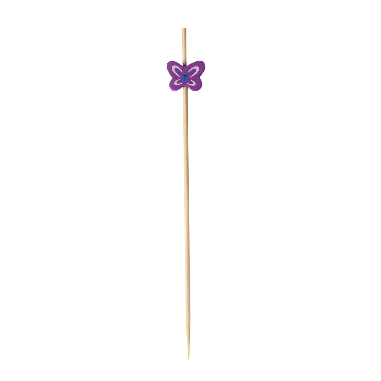 Skewers, 4.75 Inch, Bamboo, Purple Butterfly,100 - 1 EACH