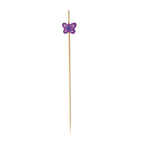 Skewers, 4.75 Inch, Bamboo, Purple Butterfly,100 - 1 EACH